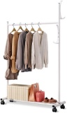 FKUO Heavy Duty Clothing Garment Rack on Wheels, 3-in-1 Clothes Hanging Rack $19.99 MSRP