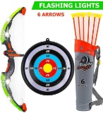 Toysery Bow and Arrow for Kids with LED Flash Lights - Archery Bow with 6 Suction Cups Arrows