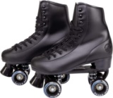 C Seven C7skates Soft Faux Leather Quad Roller Skates(Black, Women's 8 / Men's 7) - $52.9 MSRP
