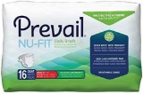 Prevail Nu-Fit Incontinence Daily Briefs, Maximum Absorbency, Med, 16 Count/Pack