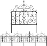 Amagabeli Decorative Garden Fence 32in x 10ft Black Metal Landscape 5 Panels - $82.85 MSRP