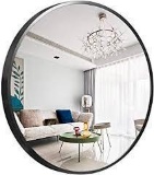 NeuType Round Mirror Metal Framed Wall-Mounted Mirror Hanging Mirror 32