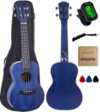 Vizcaya UK23C-BU Concert Ukulele Mahogany 23 inch with blue stain finish with Ukulele Accessories