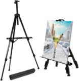 T-Sign Easel Stand, Extra Thick Aluminum Metal Tripod Display Easel Adjustable Height with Portable