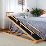 MDBT Dog Bed Ramp 2.0 for Small Dogs, Wood Pet Ramp with PAWGRIP Anti-Slip Surface for High Beds