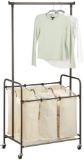 MDesign Portable Laundry Sorter with Wheels and Attached Steel Hanging Bar Bronze/Biege $59.99 MSRP