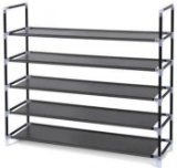 Blissun 5 Tiers Shoe Rack Fabric Cover (Black)