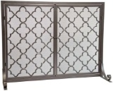 Plow and Heart Large Steel Geometric Fireplace Screen with Doors 44 W x 33 H, Bronze - $249.94 MSRP