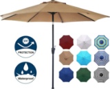 Blissun 9' Outdoor Aluminum Patio Umbrella, Striped Patio Umbrella, Market Striped Umbrella
