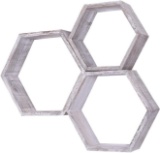 Rustic Wall Mounted Hexagonal Floating Shelves ? Set of 3 ? Large, Medium and Small