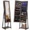 SONGMICS Jewelry Cabinet Armoire, Jewelry Storage Stand with Metal Frame and Mirror