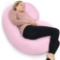 PharMeDoc Pregnancy Pillow with Jersey Cover, C Shaped Full Body Pillow (Light Pink)