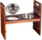 Pet Bowls for Cats and Dogs,Raised 3 Adjustable Wooden Elevated Feeder Stand,2 Stainless Steel Bowls