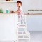 SUNYAO Kids Kitchen Step Stool with Safety Rail Solid Bamboo Construction. Perfect for Toddlers