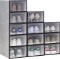 Ironland Shoe Storage Boxes Clear Plastic Stackable Shoe Organizer 12 Pack (Black) - $51.29 MSRP