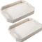 Rustic White Wood Serving Tray with Cutout Handles and Angled Edges, Set of 2