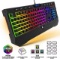 Gaming Membrane Keyboard with Mechanical Feel Clicks, LED RGB Backlight 104 Keys + 8 Multimedia