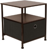 Waytrim 2-Tier Night Stand End Table w/ One Fabric Drawer Organizer,Coffee (SO008COF) $35.99 MSRP