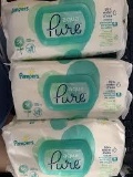 Pampers Aqua Pure Pop- Top Pack Sensitive Water Baby Wipes, Hypoallergenic & Unscented 12 Bags of 56