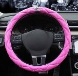 BAIMIL Car Steering Wheel Cover Universal Cystal Crown PU Leather DAD Diamond Steering Wheel