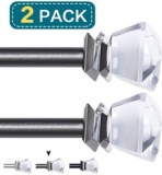 Turquoize Window Treatment Single Curtain Rods Set with Acrylic Diamond Finials Adjustable Crystal