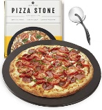 Heritage Black Ceramic Pizza Stone and Pizza Cutter Wheel - Baking Stones