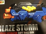 Blaze Storm Battery Operated Soft Ball Gun with 20 balls Guns and Darts (Blue)