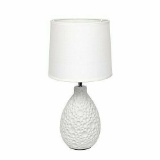 Simple Designs LT2003-WHT Texturized Ceramic Oval Table Lamp, White $27.75 MSRP