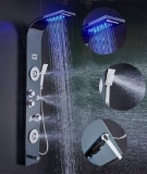Ello and Allo Stainless Steel Shower Panel Tower System,LED Shower Head 6-Function Faucet Rain Mass