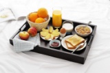 Rakyto Wood Serving Tray, 22-Inch Natural Wood Large Serving Tray with Rustic Metal Handles