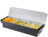 Shangpeixuan Condiment Caddy with Lid Dispenser Tray Bar Fruit Caddy 3 Tray Plastic Garnish Station