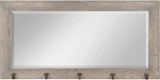 DesignOvation Pub Mirror with 5 Metal Hooks, Rustic Gray - $81.90 MSRP