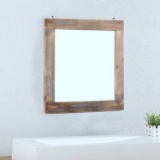 MBQQ Wall Mirrors Flat Wooden Frame Rustic Hanging Wall Mounted Bathroom Mirror, Make Up Mirror