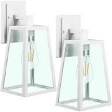 LED Outdoor Wall Lantern, Wall Sconce as Porch Light 100-150W Equivalent (ST64 8W),White for 2Pack)