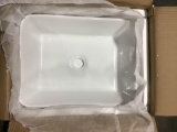 Rectangular Vessel Ceramic Bathroom Sink in White with Vessel Faucet