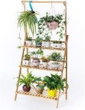 Bamboo 3-Tier Hanging Plant Stand Planter Shelves Flower Pot Organizer Storage Rack