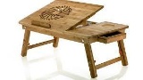 Aleratec Natural Bamboo Adjustable Laptop Stand Up to 15in Folding Bed Table