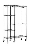 EZGR4818RW3-BLK 4-Shelf Steel Garment Rack with Wheels, 150 lb. Load Capacity