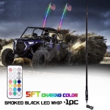 Beatto 5FT(1.5M) Smoked Black RF Remote Controll RGB LED Whips Light With Dacning/Chasing Light LED