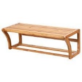 Costway Bamboo Wall Shelf Towel Bar Wall Mounted Storage Towel Rack Bathroom Shelf