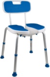 PCP Shower Safety Seat, Cutout for Easy Cleaning with Backrest, White/Blue - $57.99 MSRP