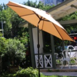 Sunnyglade 9' Solar 24 LED Lighted Patio Umbrella w/8 Ribs/Tilt Adjustment(Beige) - $64.39 MSRP