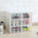 Ironland Shoe Storage Boxes Clear Plastic Stackable Shoe Organizer 6 Pack (White)