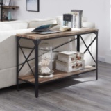 Homissue 2 Shelf Industrial Vintage Hall Sofa Table, Brown Finish