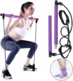 Portable Pilates Bar Kit, Yoga Pilates Stick with Resistance Band, Home Gym Pilates Yoga Exercise Ba