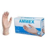AMMEX Clear Vinyl Gloves, Latex Free, Box of 100, Size Small