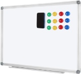 Magnetic White Board, Small Dry Erase Board 24'' x 32'', Aluminium Frame White Board with12x Magnets