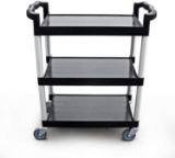 New Star Foodservice 54552 Heavy Duty Utility Cart Bus Cart 3 Tier Cart,42-1/2x19-1/2x38-1/2 Black
