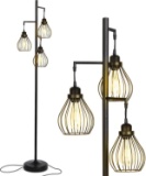 Brightech - Teardrop LED Industrial Floor Lamp for Living Room Rustic, Tall Tree Lamp with 3 Hanging