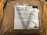 ViscoSoft Down Alternative Comforter Twin Size | Reversible Microfiber Tan Duvet